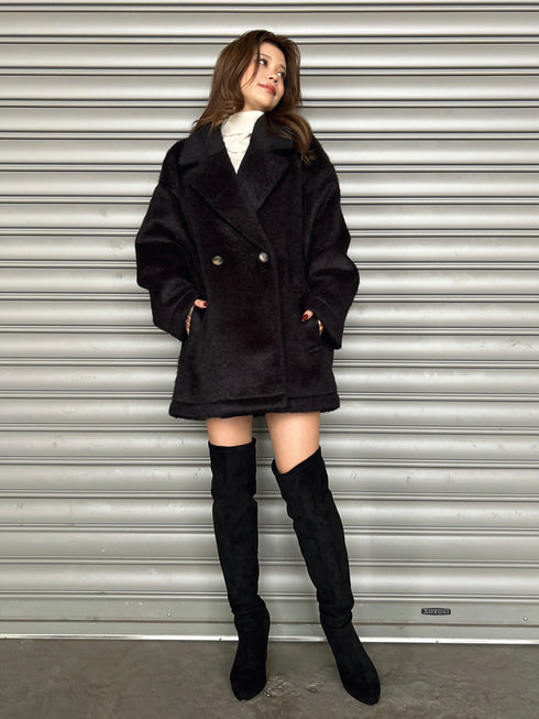 シャギーダブルミドル丈コート